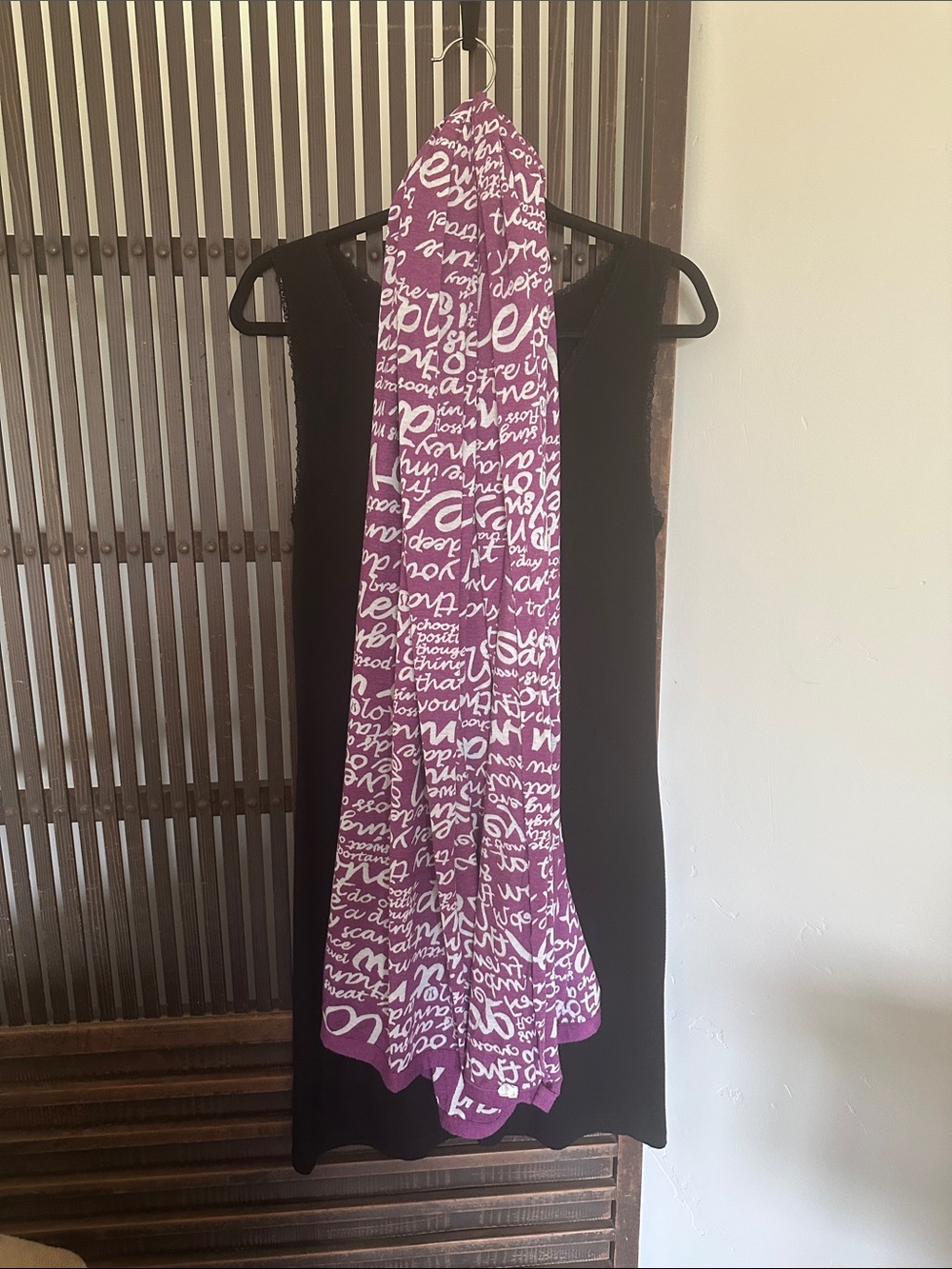 lululemon athletica Purple Script Print Scarf with White Text
